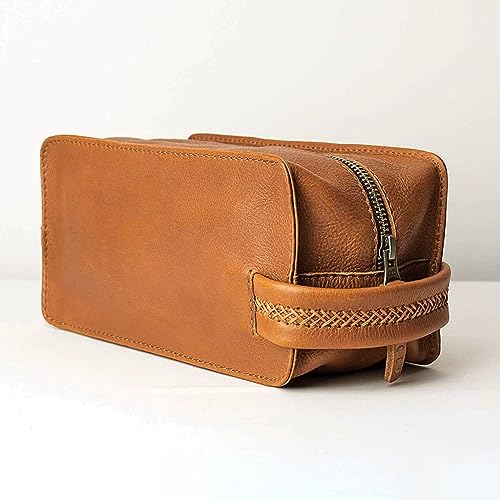 Leather Hanging Toiletry Bag | Water-Resistant Travel Dopp Kit