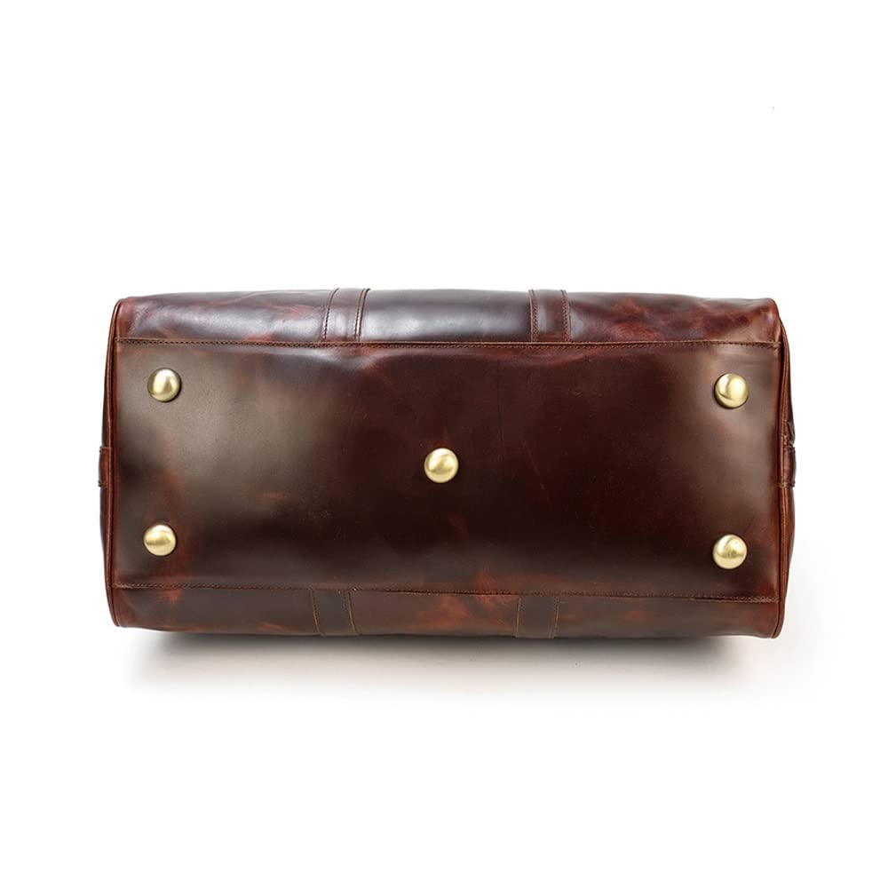 17.7" Leather Duffle Bag | Travel Carry-On Weekender