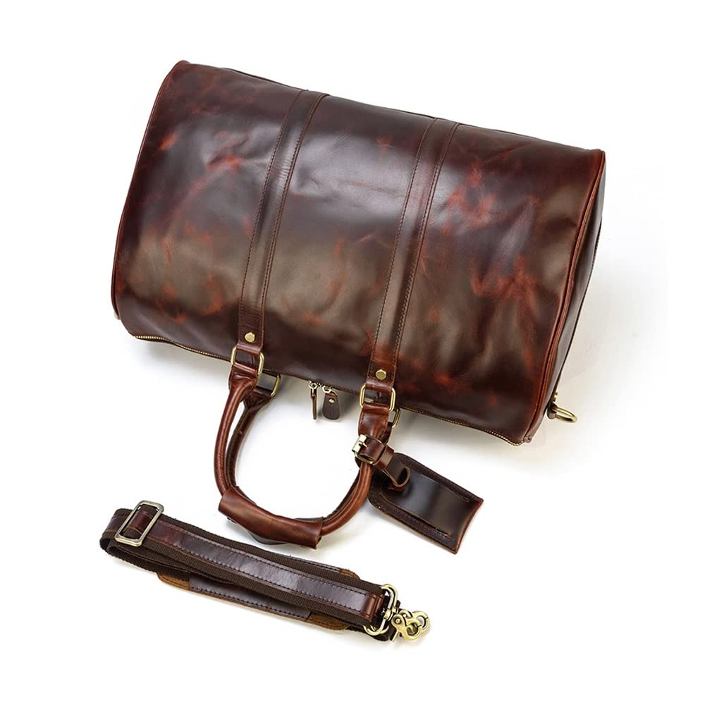 17.7" Leather Duffle Bag | Travel Carry-On Weekender