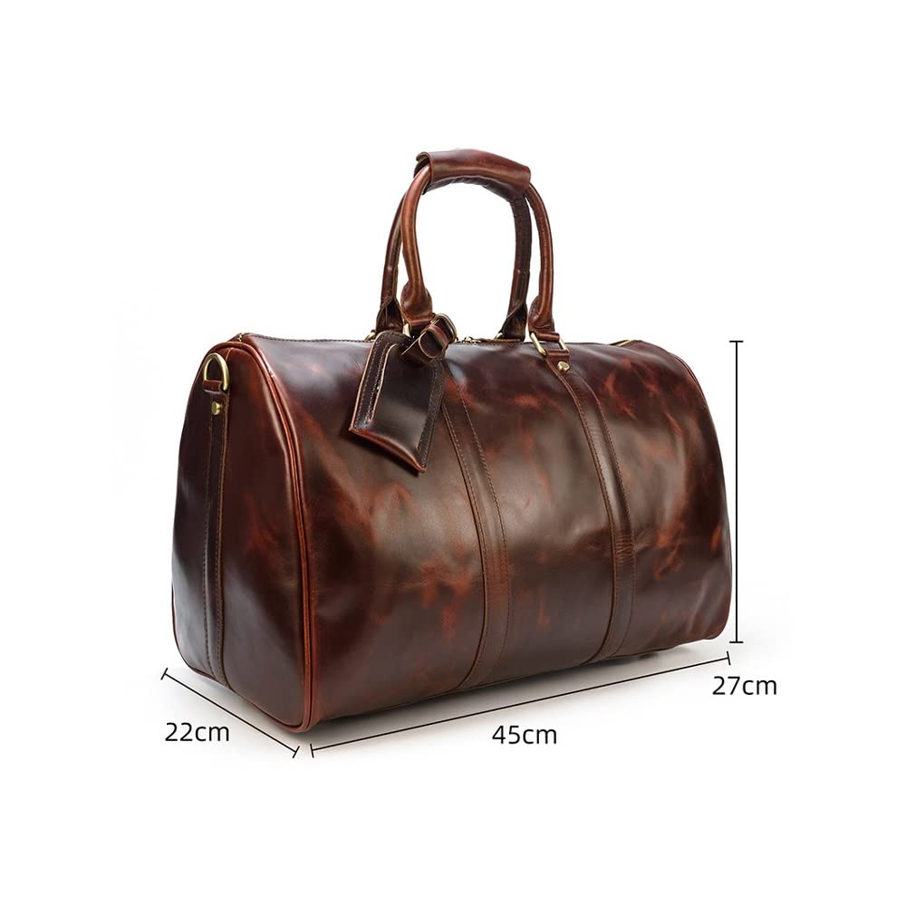 17.7" Leather Duffle Bag | Travel Carry-On Weekender