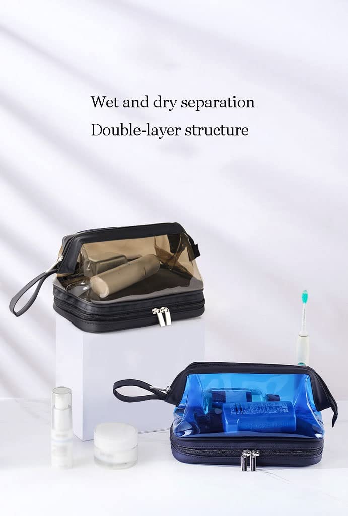 Double-Layer Travel Toiletry Bag | Clear Cosmetic Organizer