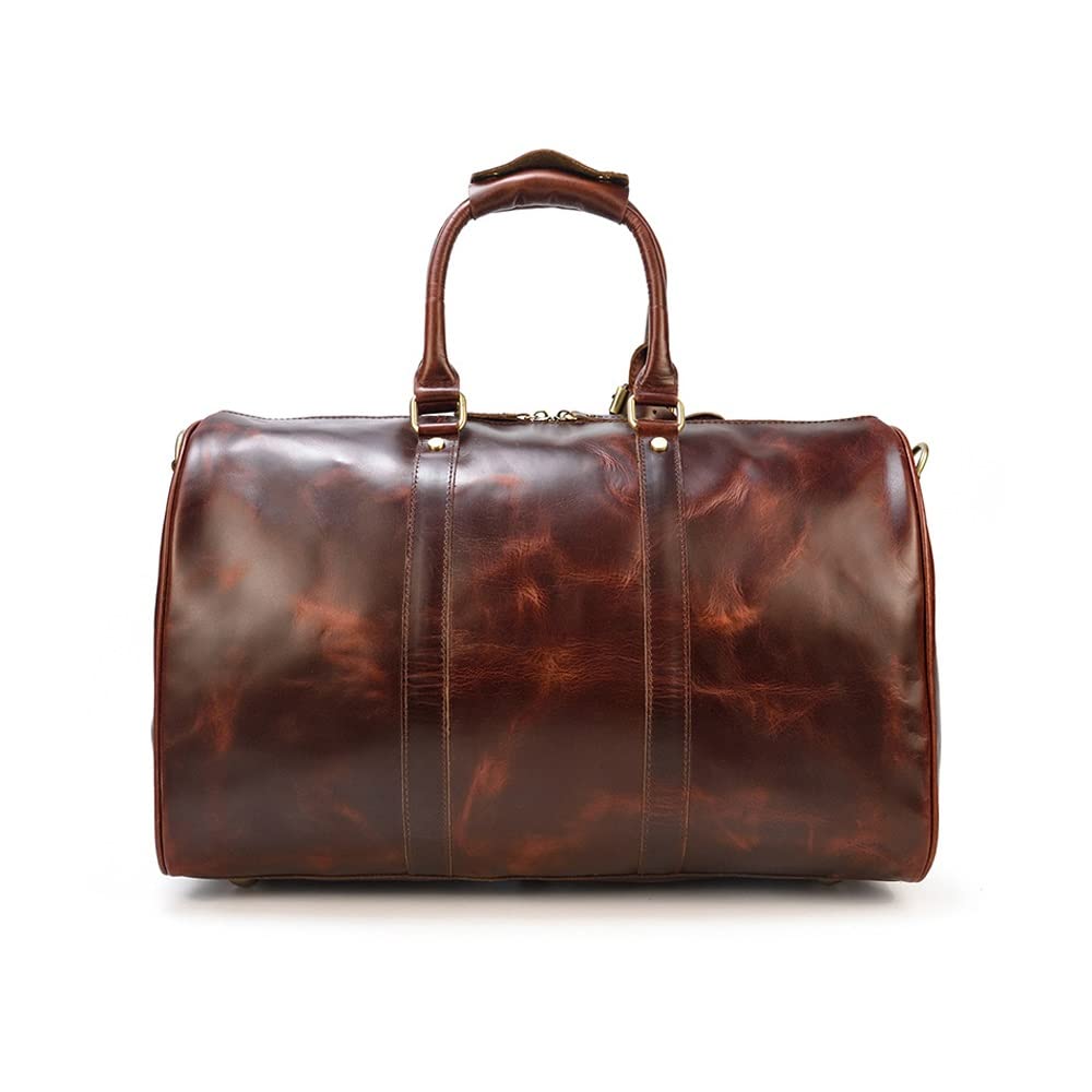 17.7" Leather Duffle Bag | Travel Carry-On Weekender