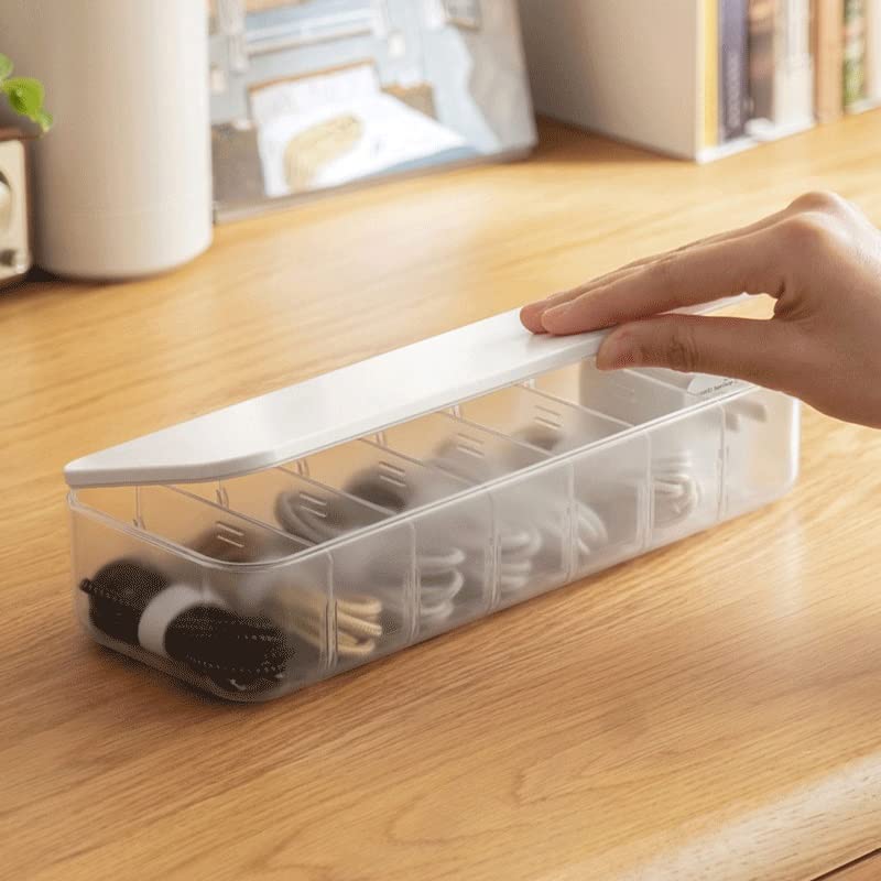 Cable Storage Box with Cover | Desktop Cord Organizer