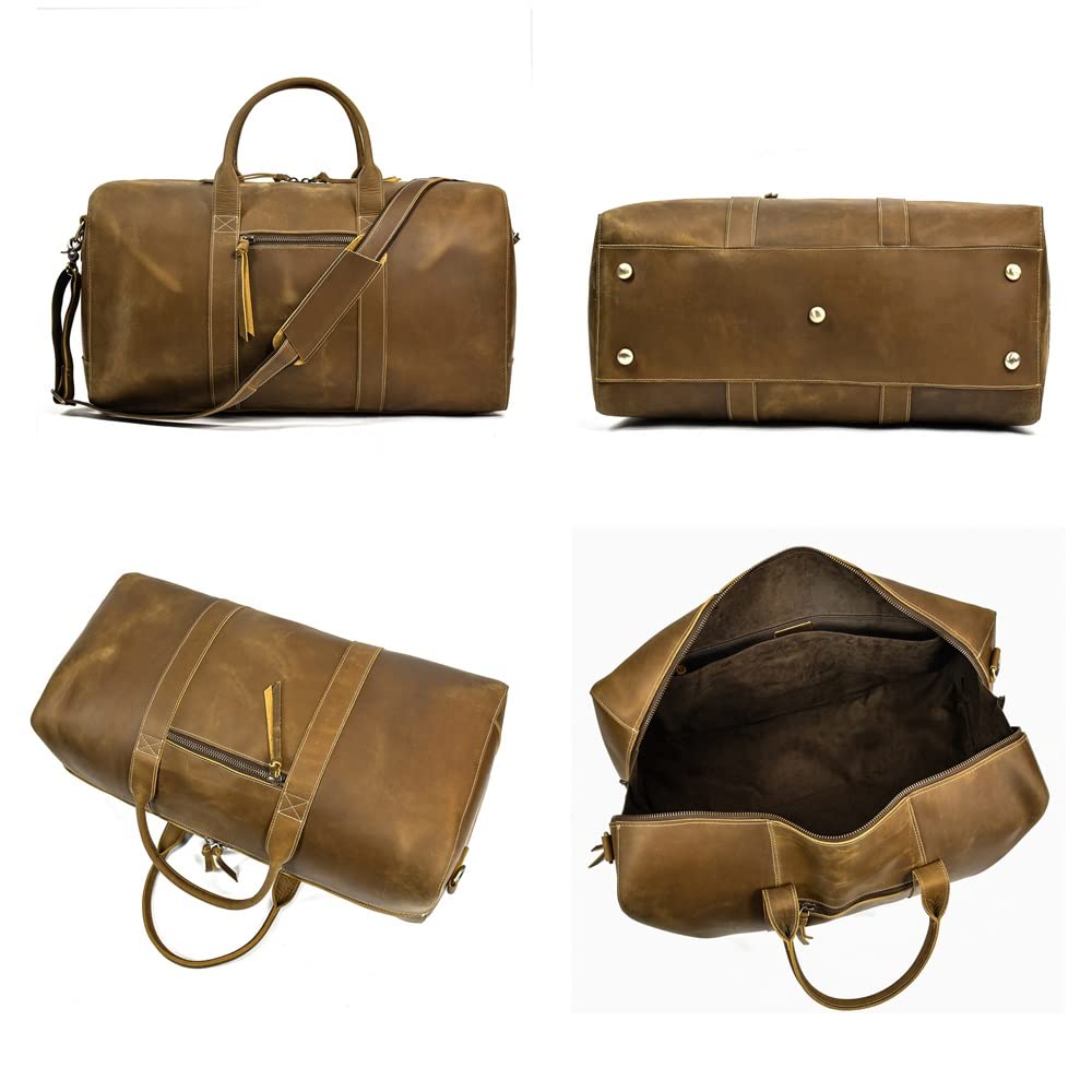 Men’s Leather Weekender Duffle Bag | Carry-On Travel & Gym Bag