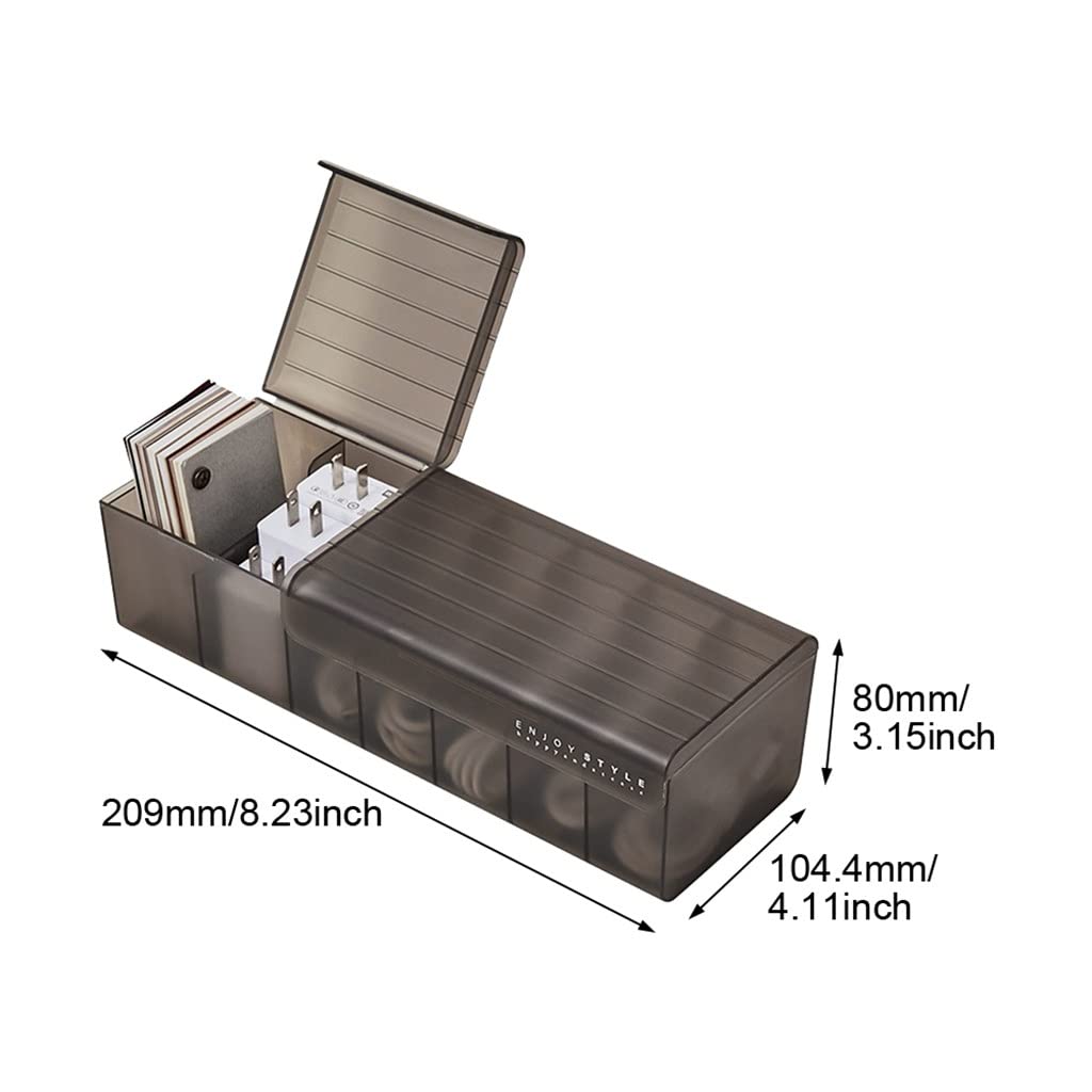 Waterproof Cable Storage Box with Lid | Multi-Compartment Desktop Organizer