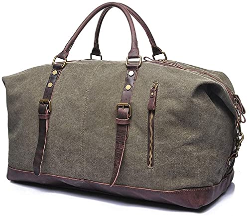 Oversized Waterproof Canvas & Leather Travel Duffel Bag
