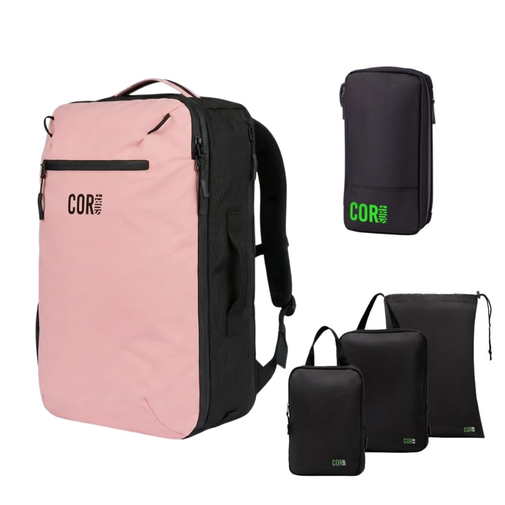 Carry-On Travel Backpack Bundle | Toiletry Bag & Compression Packing Cubes