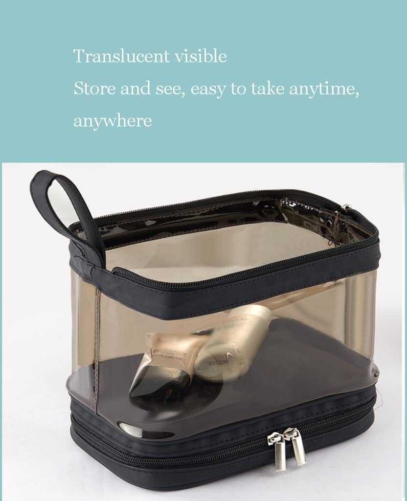 Double-Layer Travel Toiletry Bag | Clear Cosmetic Organizer