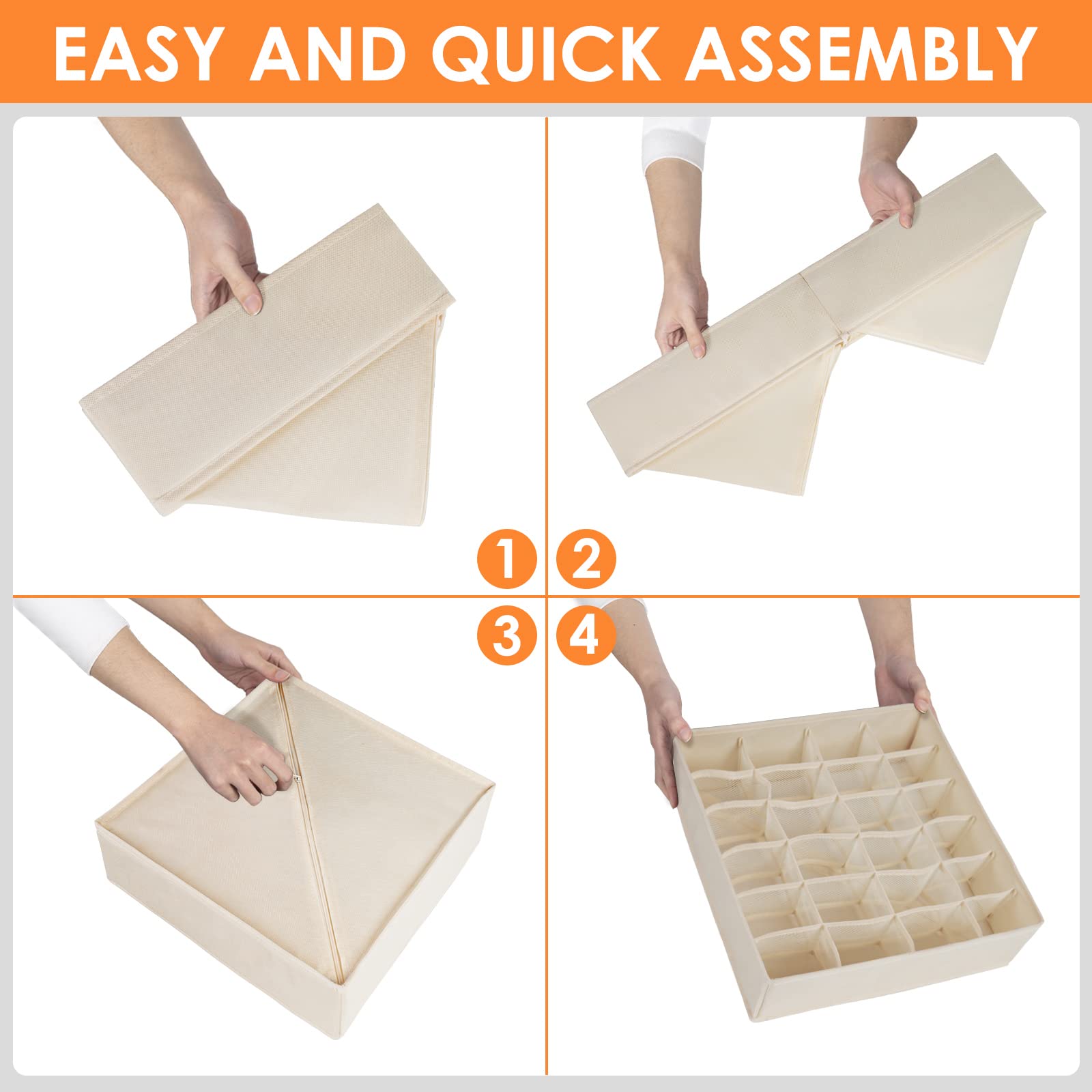 6-Piece Foldable Drawer Organizer Set | 58-Cell Fabric Storage Bins