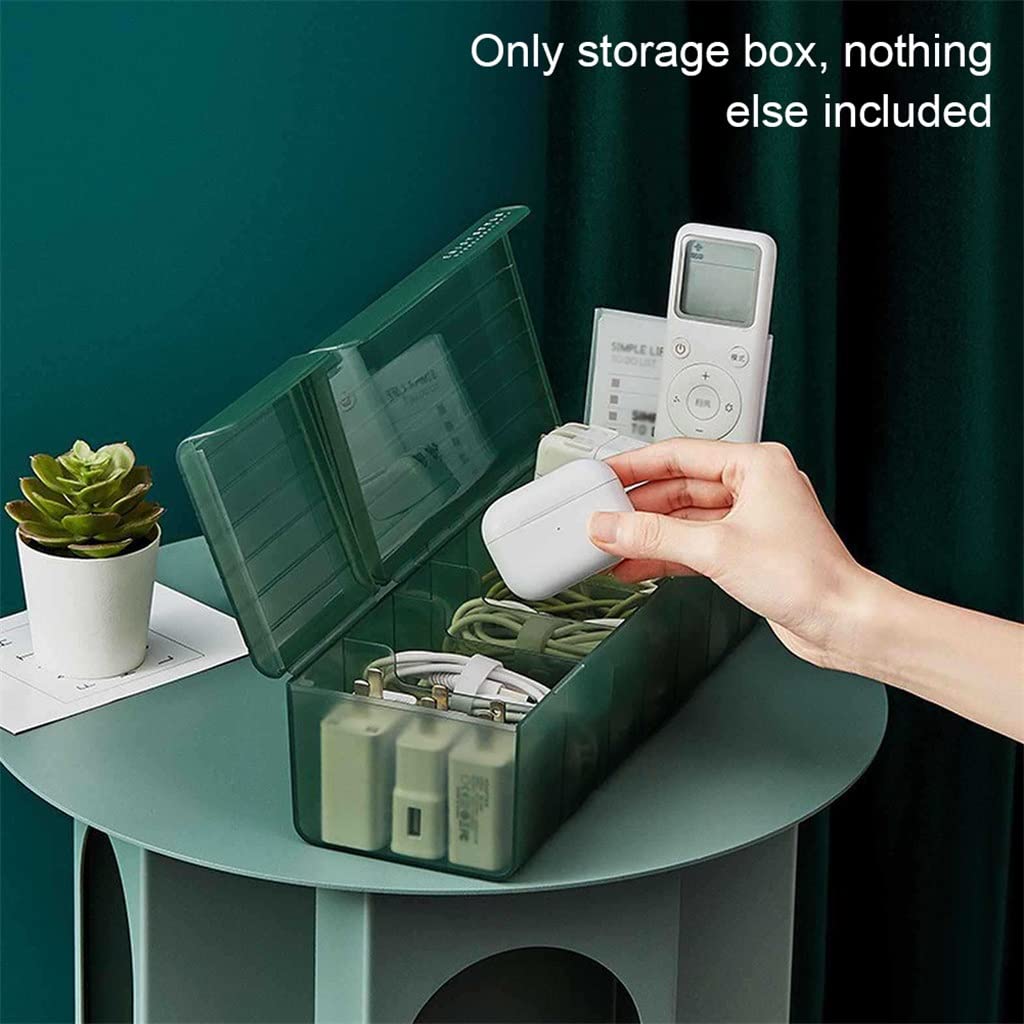 Waterproof Cable Storage Box with Lid | Multi-Compartment Desktop Organizer