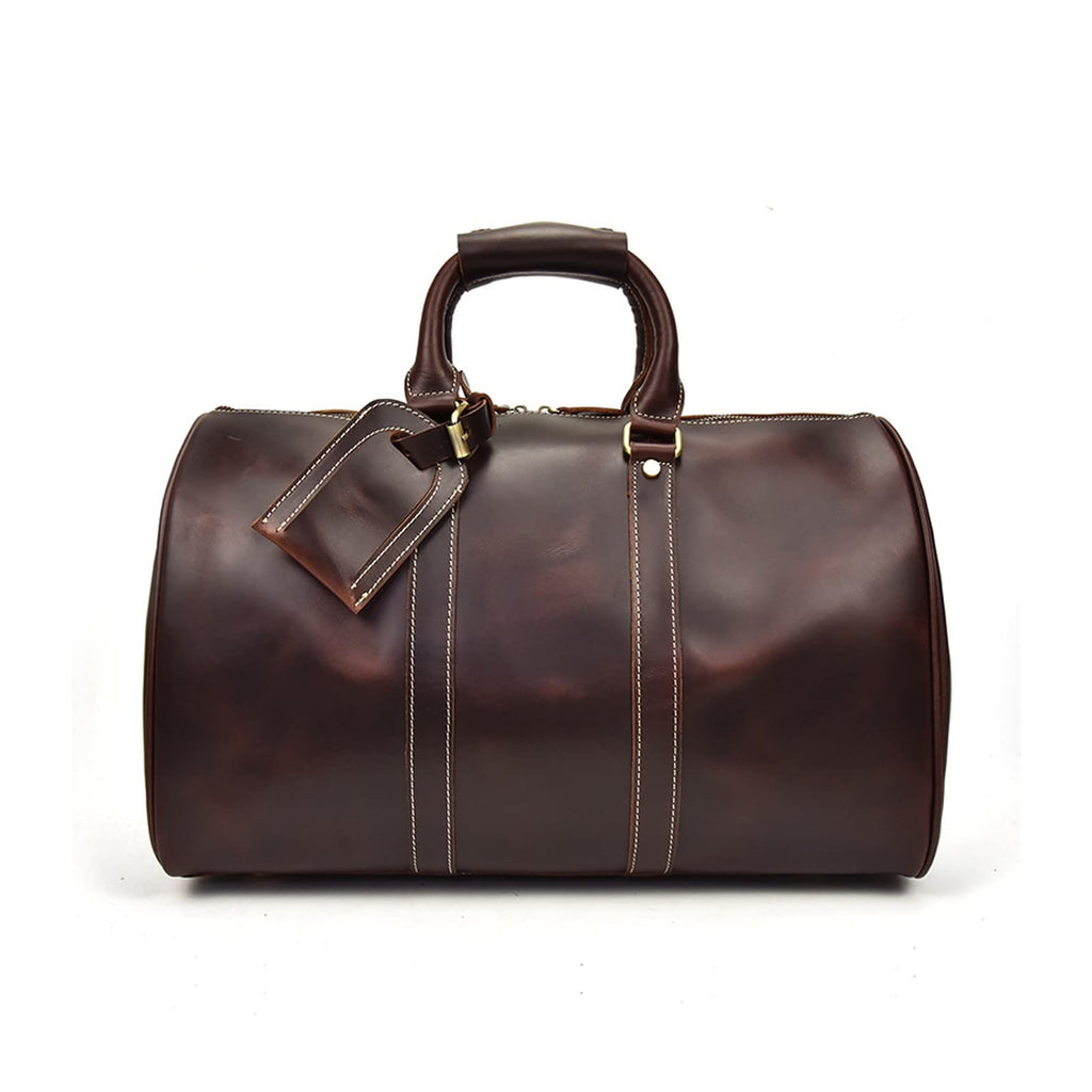 17.7" Leather Duffle Bag | Travel Carry-On Weekender