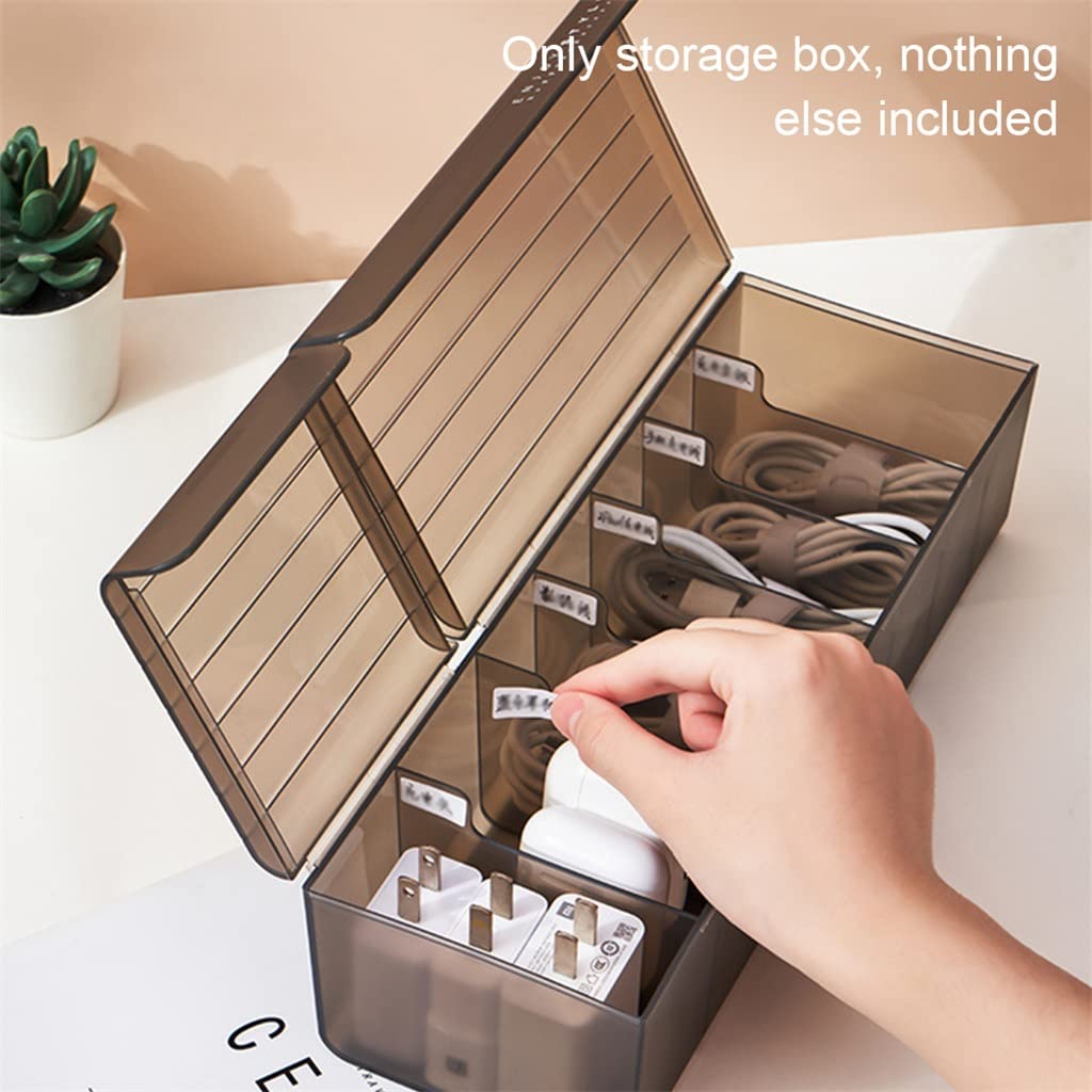 Waterproof Cable Storage Box with Lid | Multi-Compartment Desktop Organizer