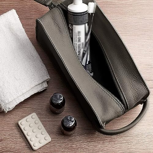 Leather Hanging Toiletry Bag | Water-Resistant Travel Dopp Kit