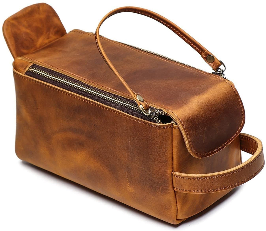 Leather Travel Wash Bag | Cosmetic & Toiletry Organizer