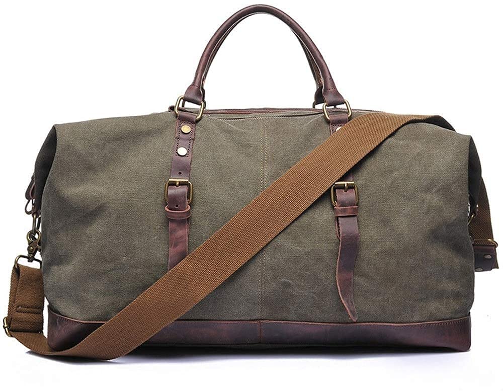 Oversized Waterproof Canvas & Leather Travel Duffel Bag