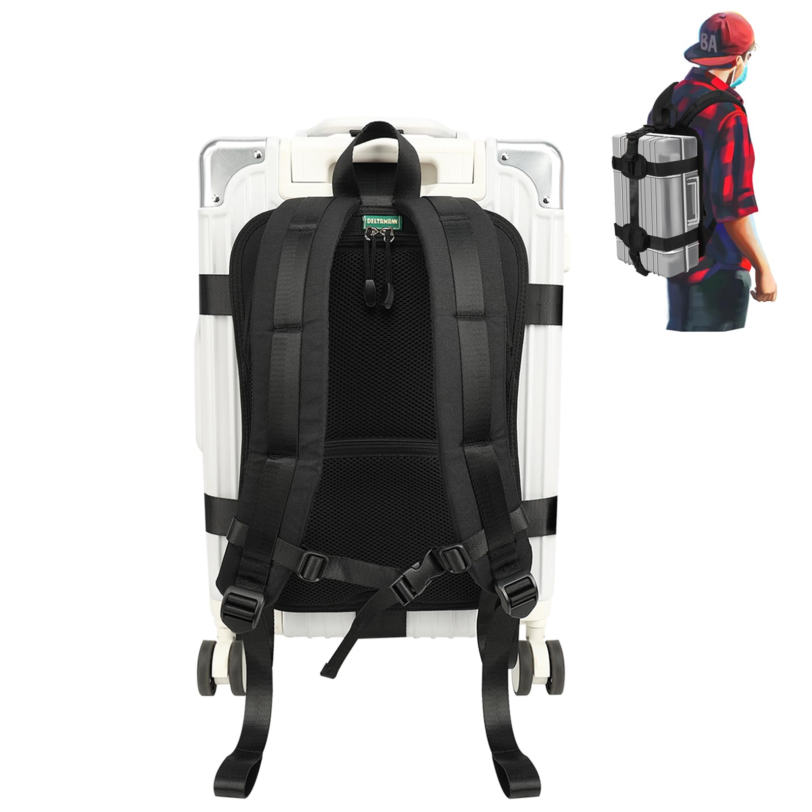 Heavy-Duty Luggage Carrying Straps | Backpack System for 16–21" Suitcases
