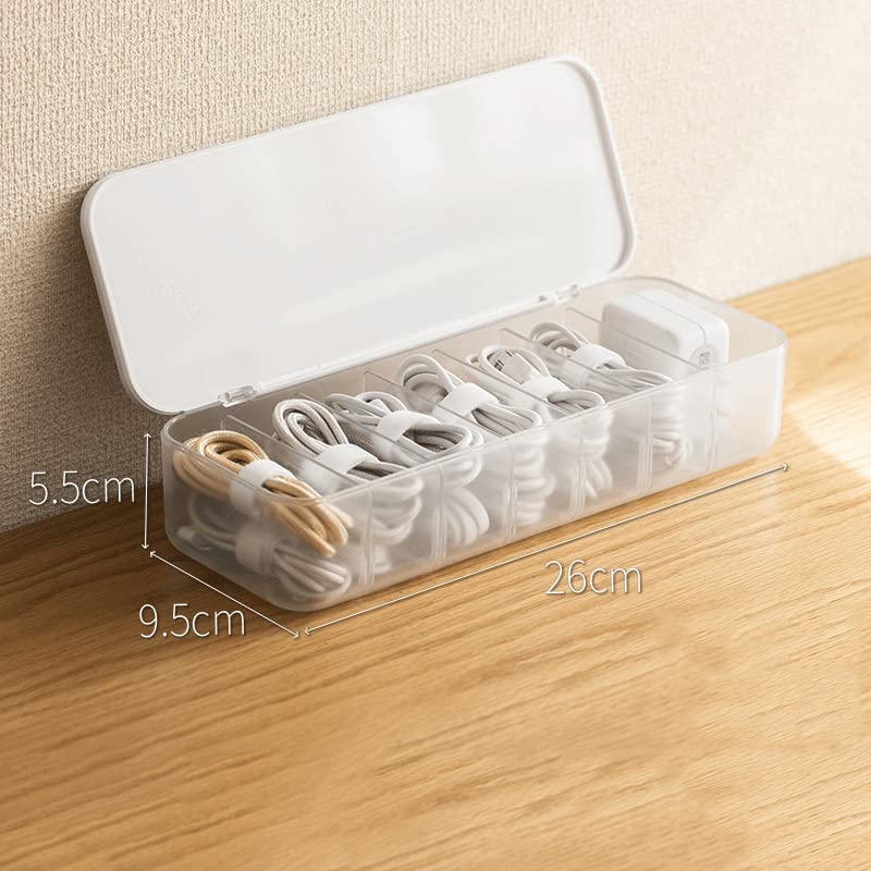 Cable Storage Box with Cover | Desktop Cord Organizer