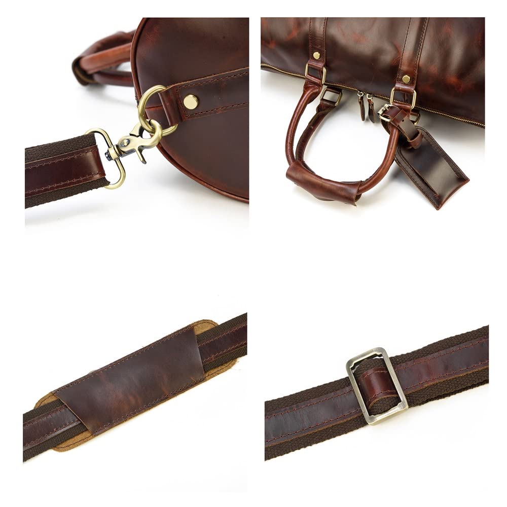 17.7" Leather Duffle Bag | Travel Carry-On Weekender