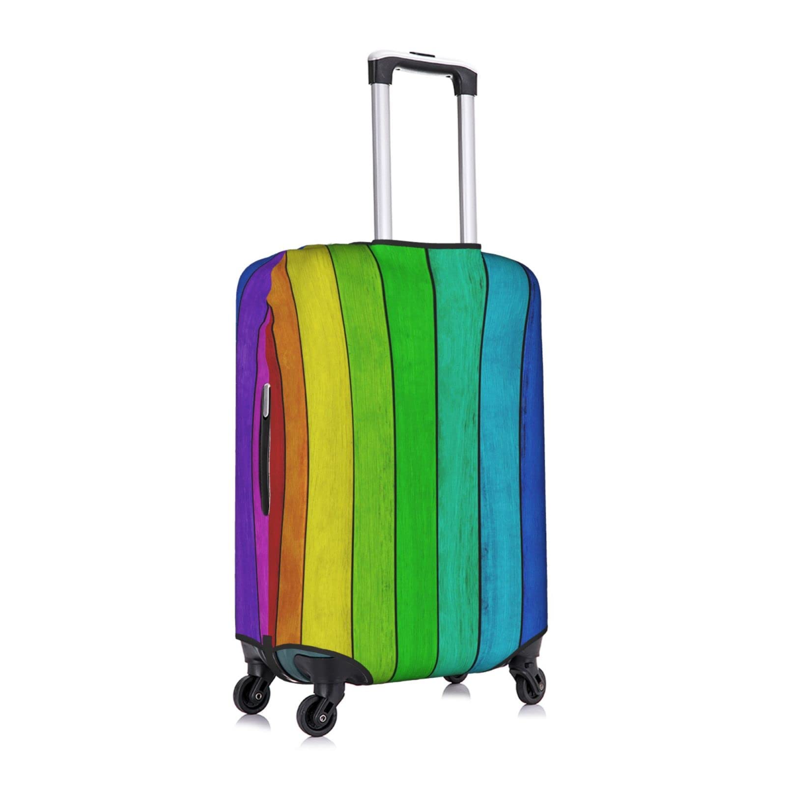 Rainbow Wood Print Luggage Cover | Elastic Suitcase Protector