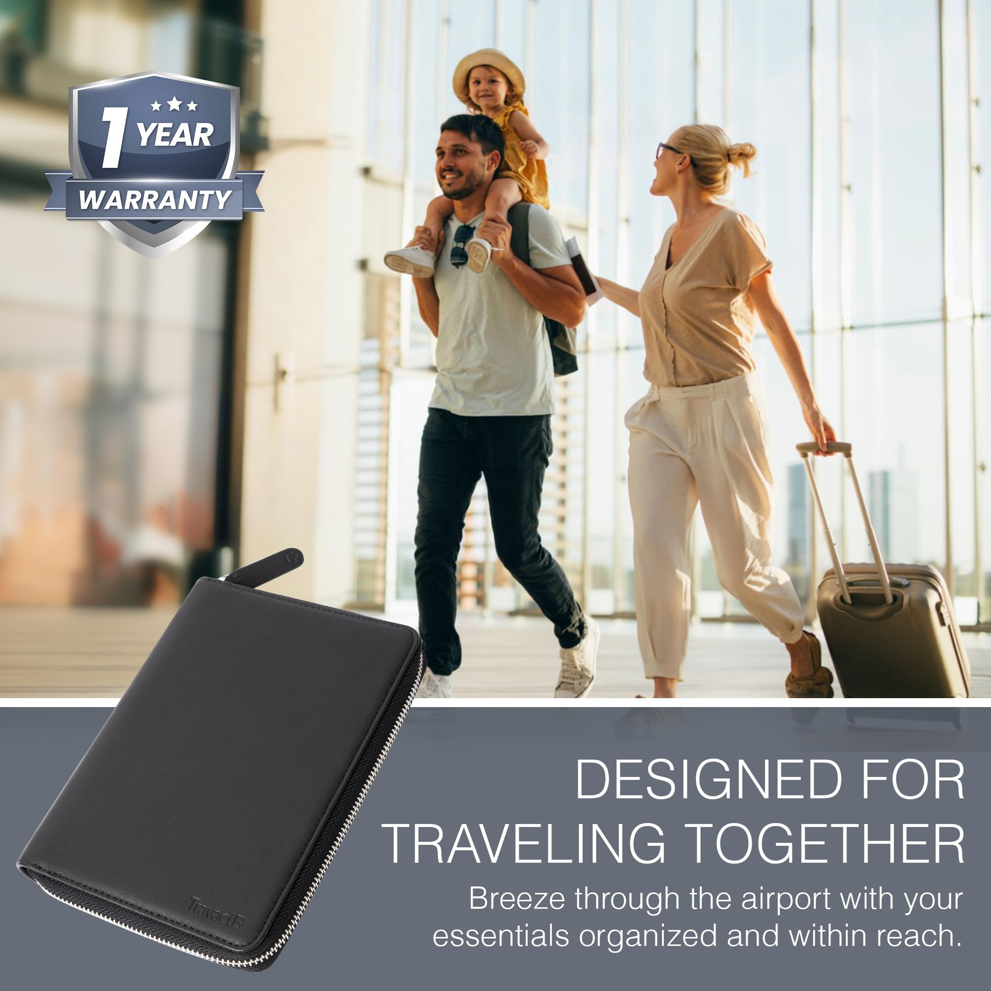Full-Grain Leather Family Passport Holder | RFID Travel Document Organizer