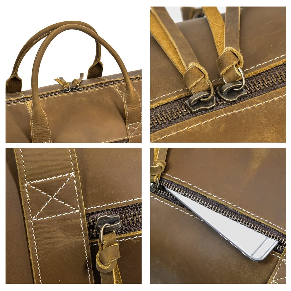 Men’s Leather Weekender Duffle Bag | Carry-On Travel & Gym Bag