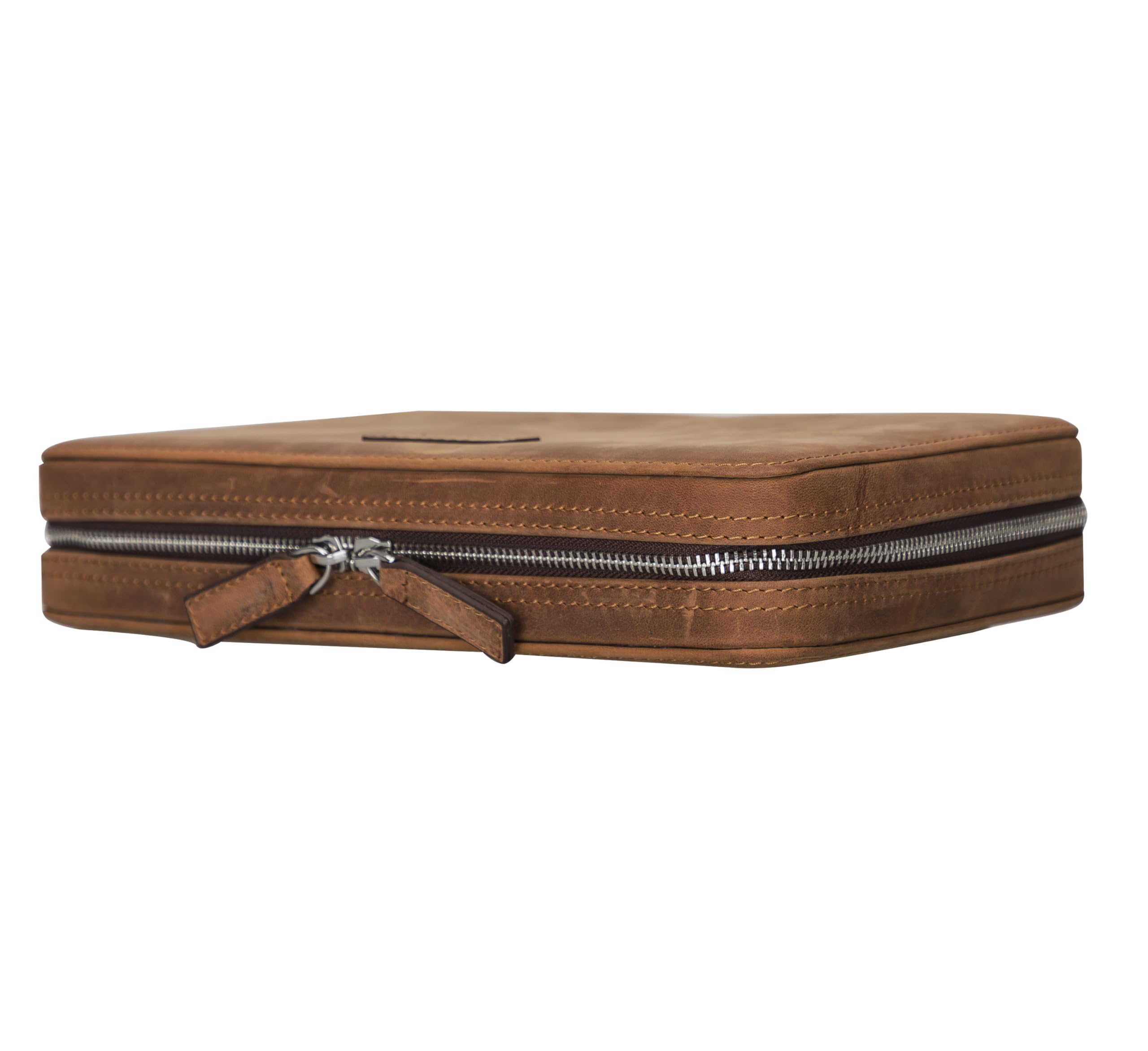 Full-Grain Leather Travel Tech Organizer | Handmade Cable & Accessories Pouch