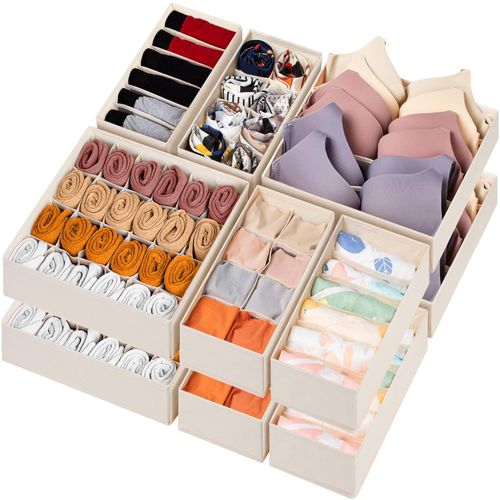 6-Piece Foldable Drawer Organizer Set | 58-Cell Fabric Storage Bins