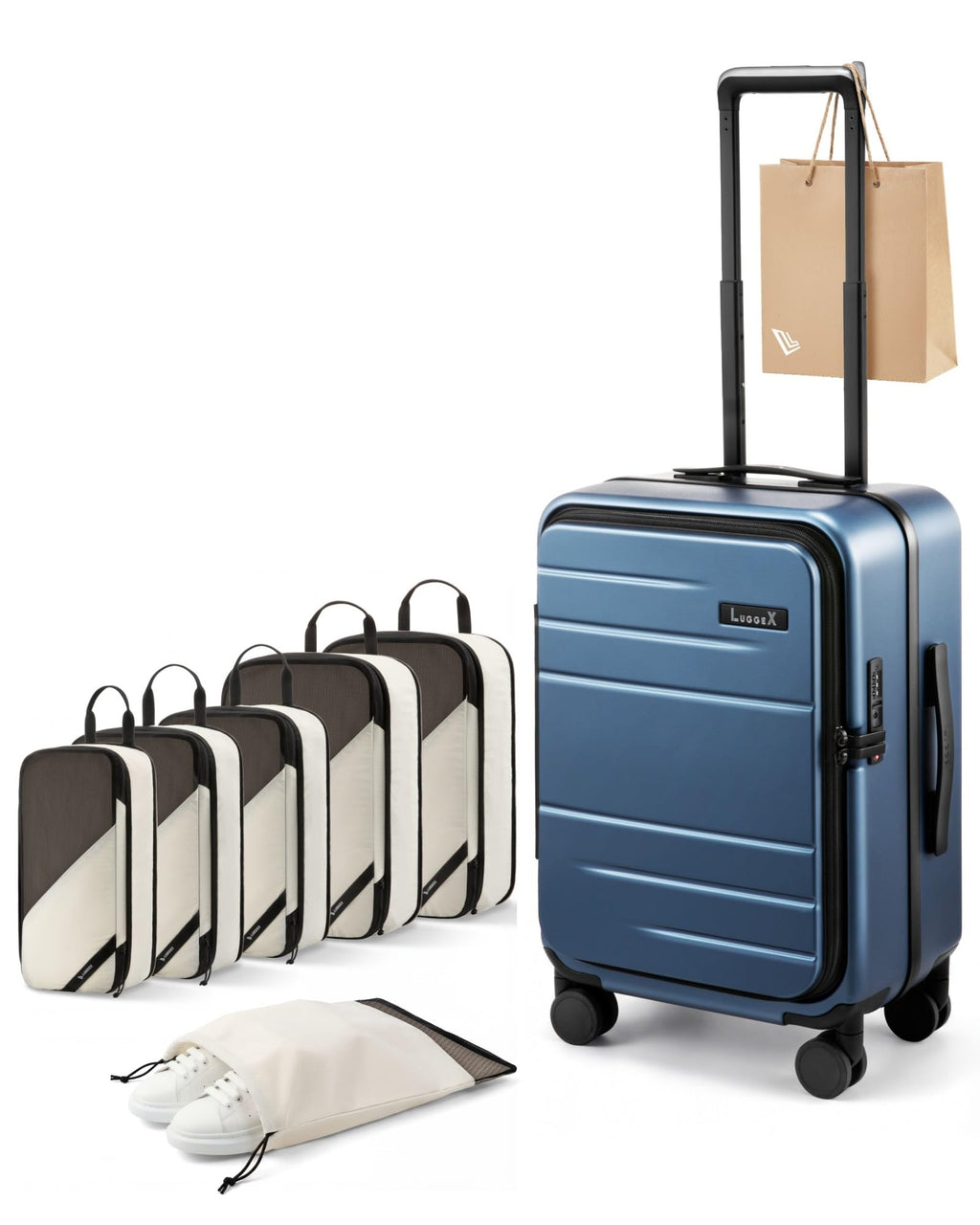Carry On Luggage and 6 Set Travel Packing Cubes Bundle