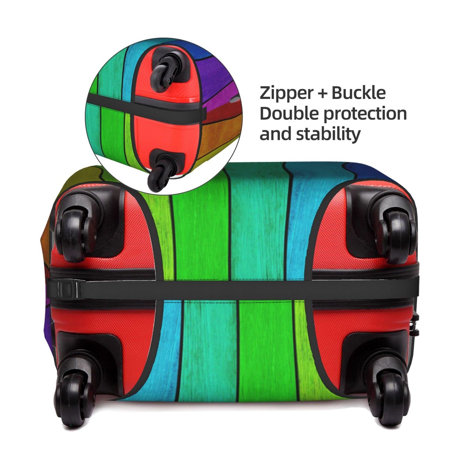 Rainbow Wood Print Luggage Cover | Elastic Suitcase Protector