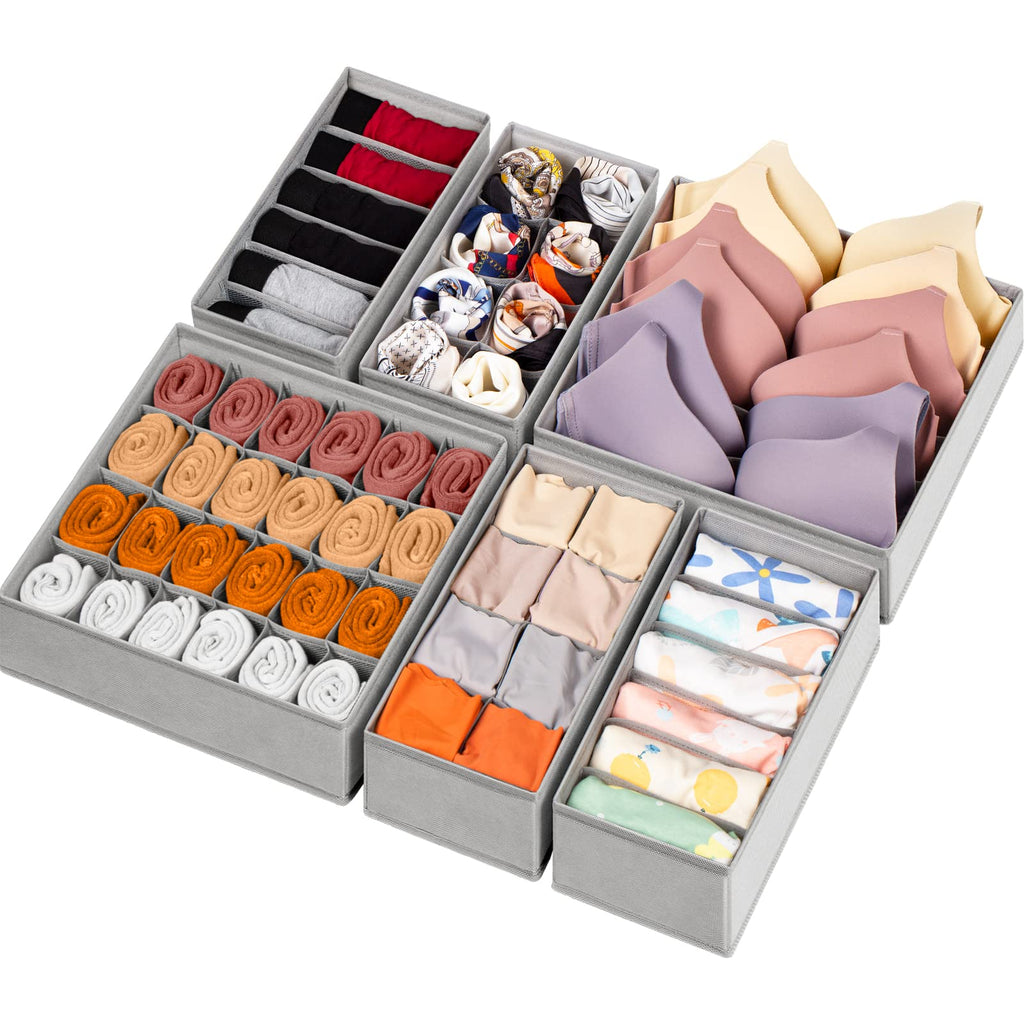 6-Piece Foldable Drawer Organizer Set | 58-Cell Fabric Storage Bins