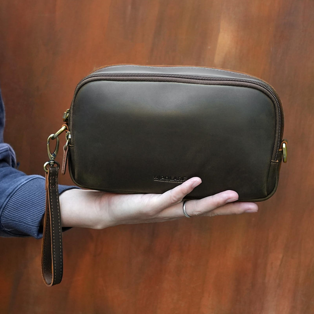 Leather Travel Electronics Organizer | Cable Storage Case