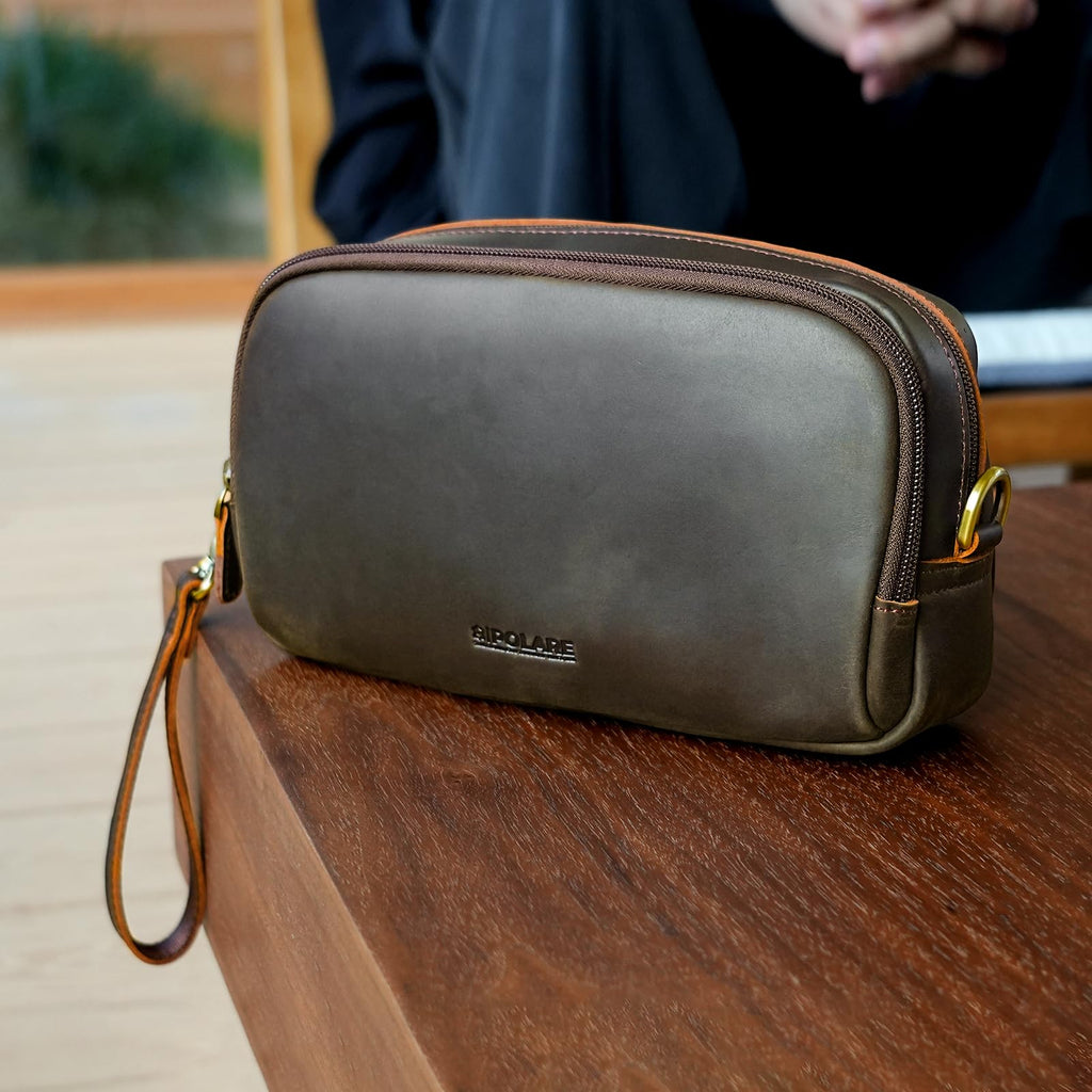 Leather Travel Electronics Organizer | Cable Storage Case