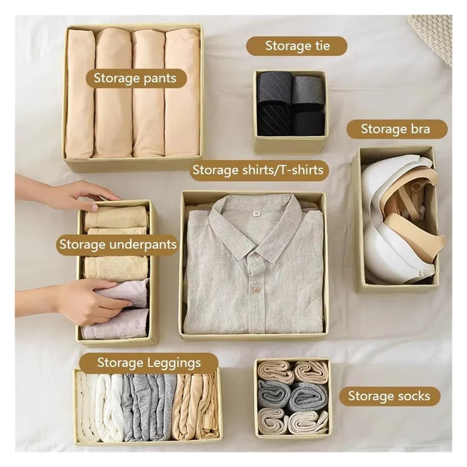 Fabric Drawer Organizer | Foldable Storage Bins for Socks & Underwear