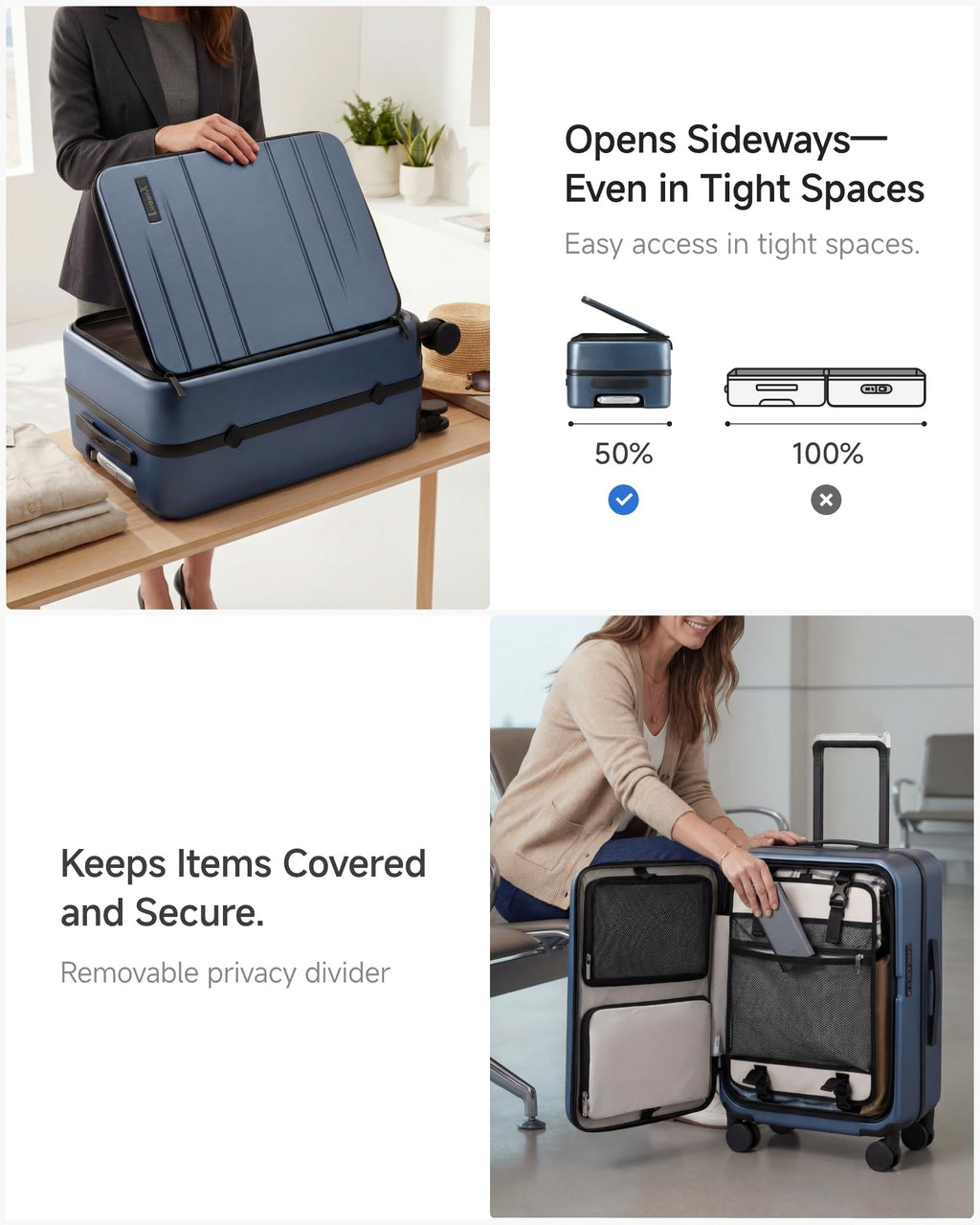 Carry On Luggage and 6 Set Travel Packing Cubes Bundle
