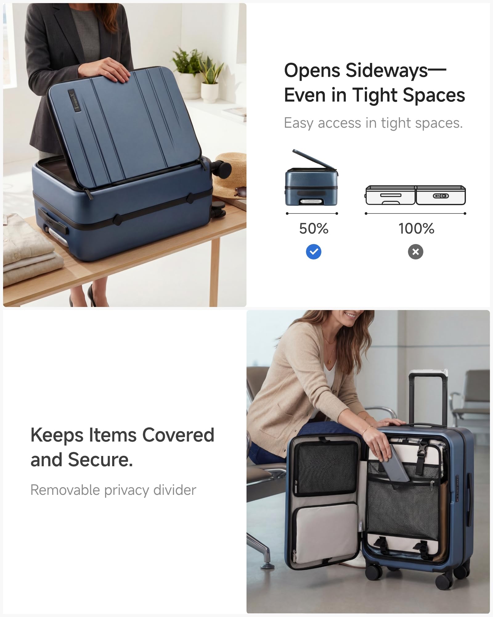 Carry On Luggage and 6 Set Travel Packing Cubes Bundle