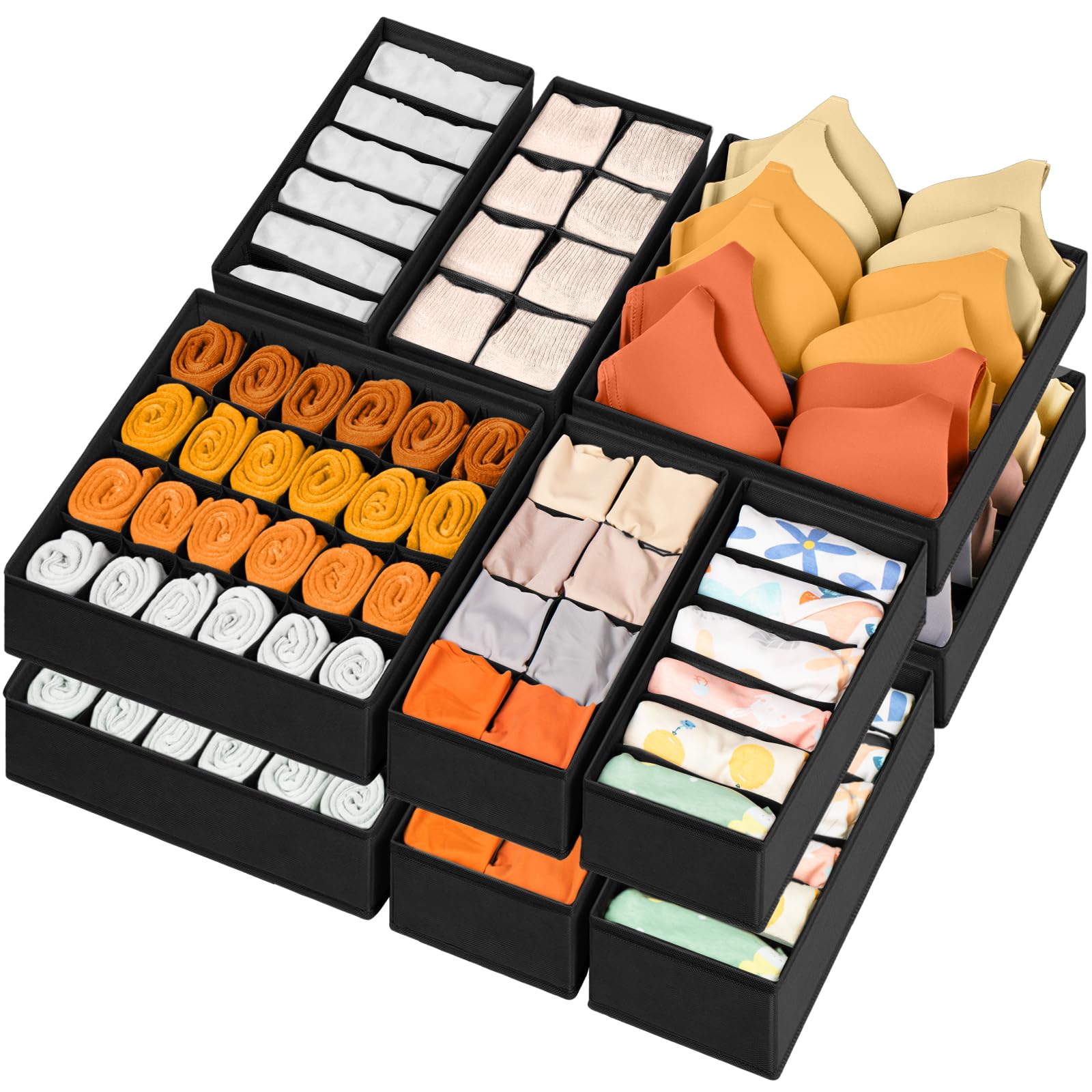 6-Piece Foldable Drawer Organizer Set | 58-Cell Fabric Storage Bins