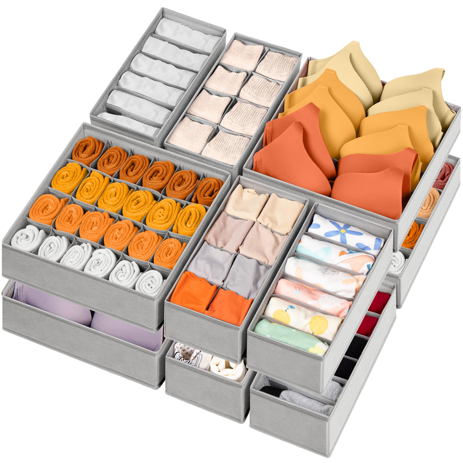 6-Piece Foldable Drawer Organizer Set | 58-Cell Fabric Storage Bins