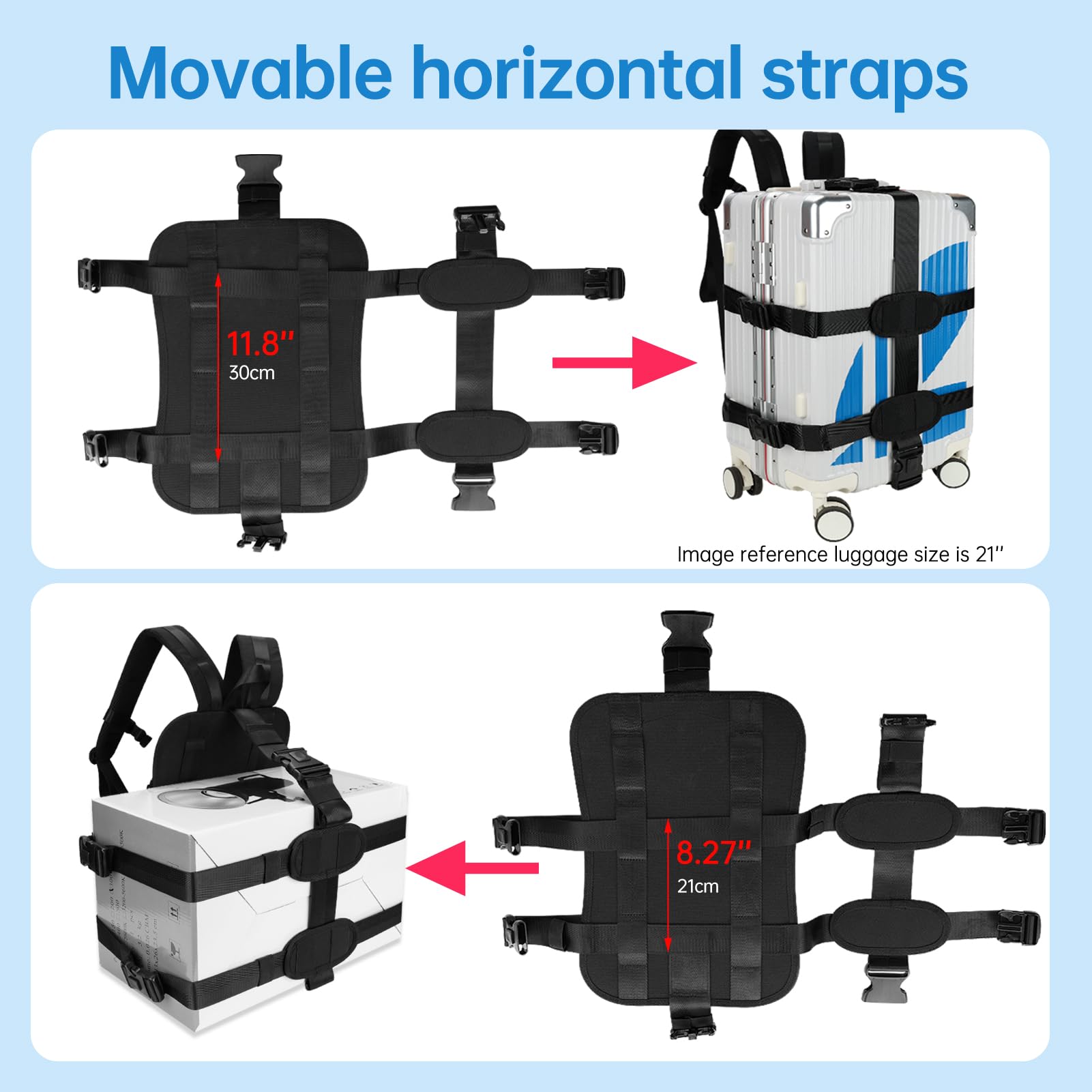 Heavy-Duty Luggage Carrying Straps | Backpack System for 16–21" Suitcases
