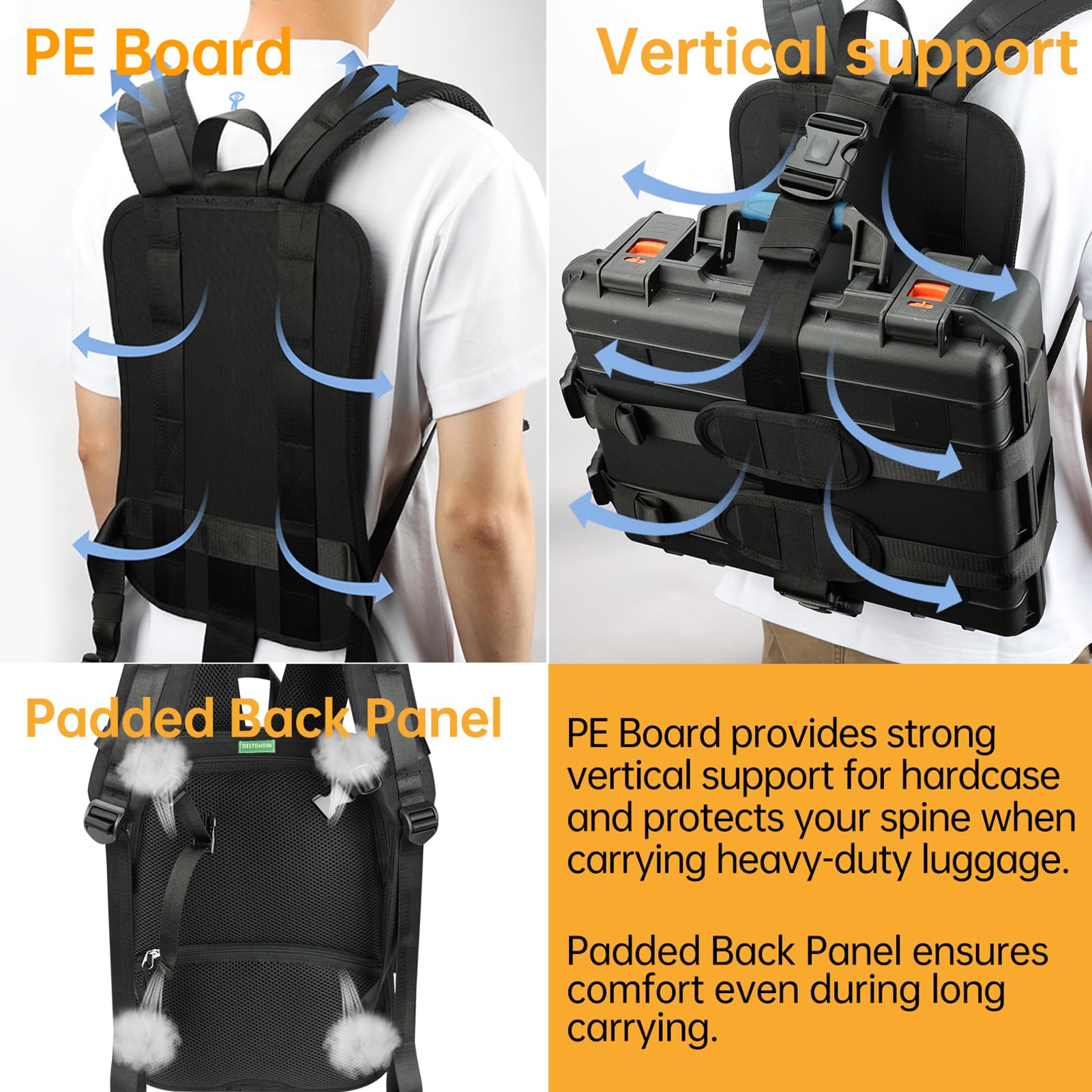 Heavy-Duty Luggage Carrying Straps | Backpack System for 16–21" Suitcases