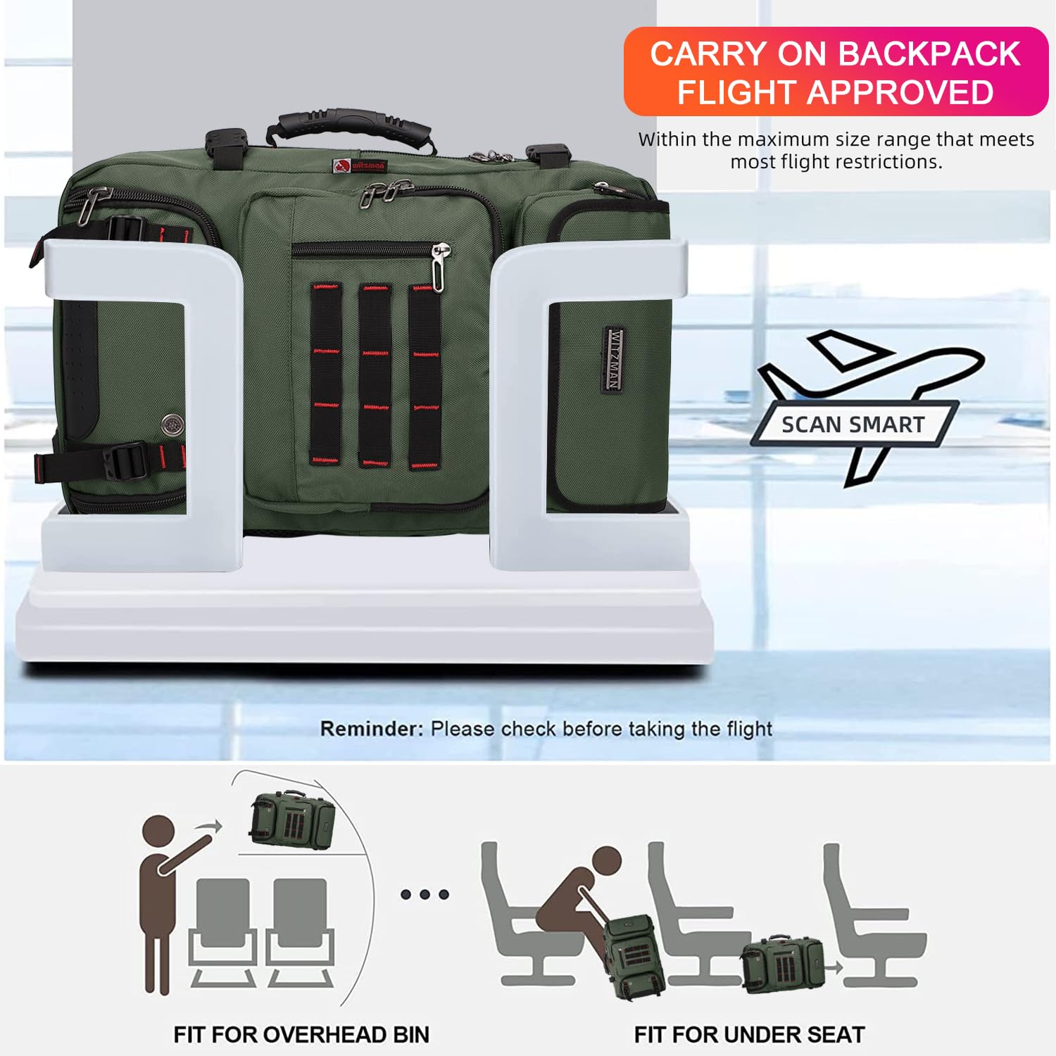 65L Convertible Travel Backpack & Duffle Bag | Foldable Carry-On with Shoe Compartment