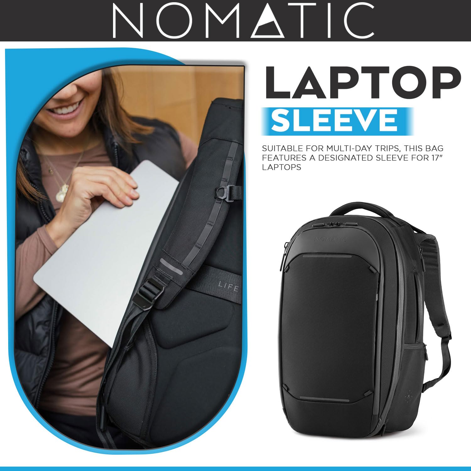 NOMATIC Navigator Travel Backpack W/ 9L Built-In Expansion