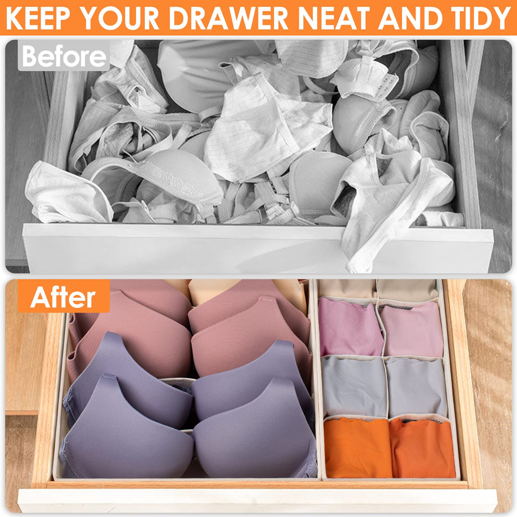 6-Piece Foldable Drawer Organizer Set | 58-Cell Fabric Storage Bins