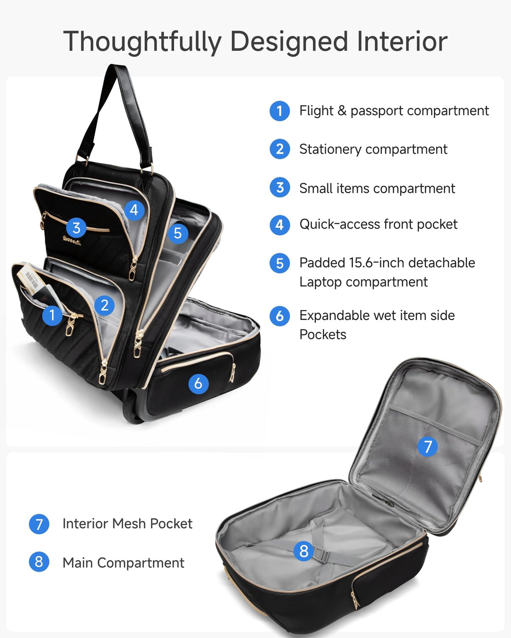Underseat Carry-On Luggage & 6-Piece Packing Cube Set