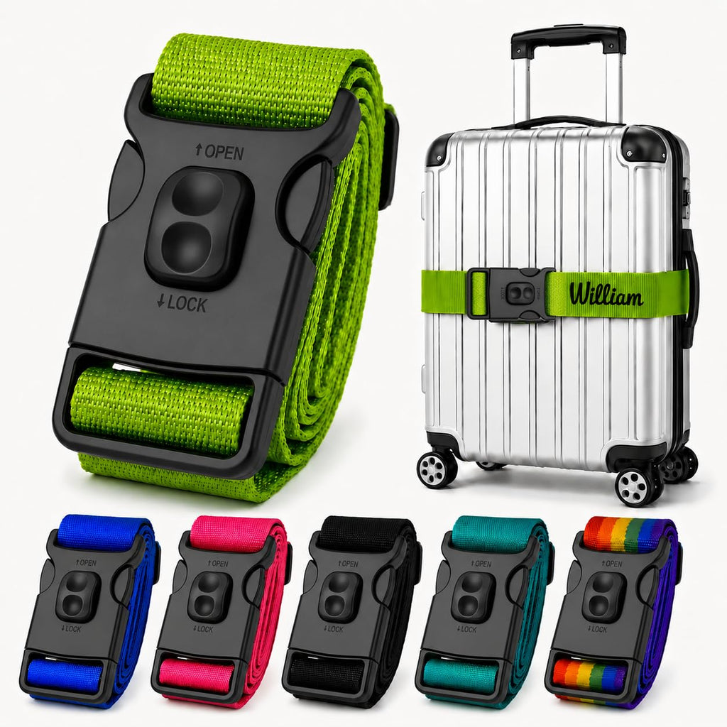 Luggage Strap, Custom Name, Adjustable Suitcase Belt