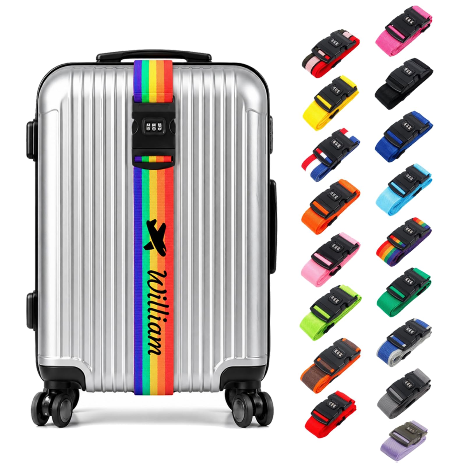 Luggage Strap, Custom Name, Adjustable Suitcase Belt