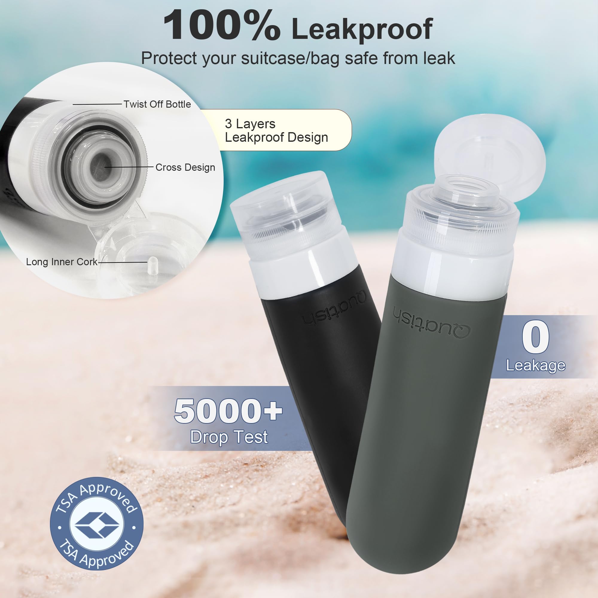 15-Piece Travel Toiletry Bottle Set | Leak-Proof Silicone Containers