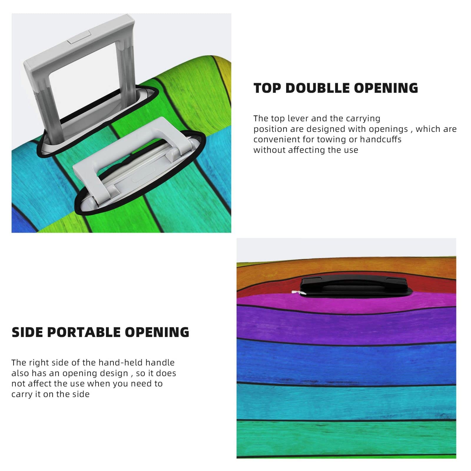 Rainbow Wood Print Luggage Cover | Elastic Suitcase Protector