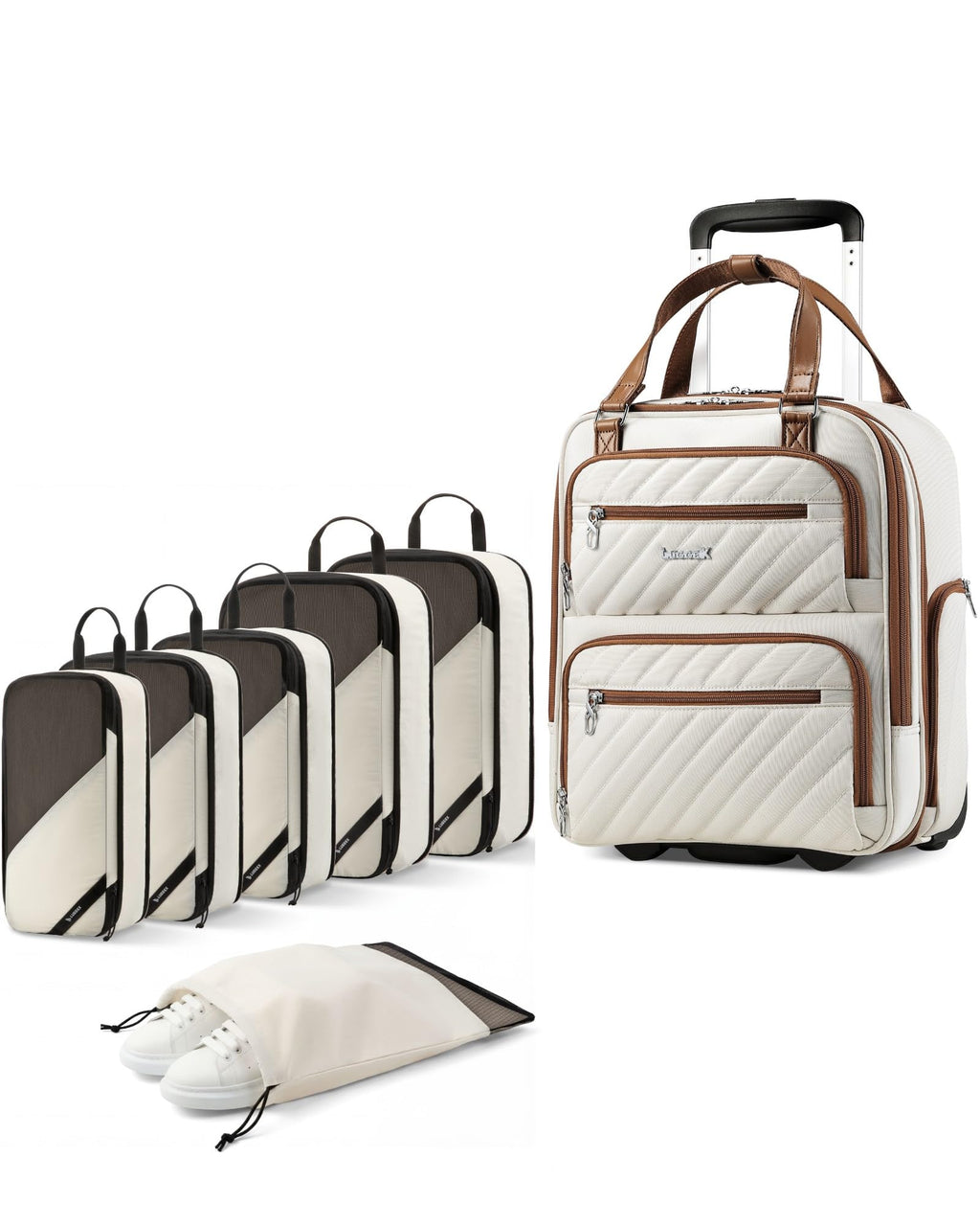 Underseat Carry-On Luggage & 6-Piece Packing Cube Set