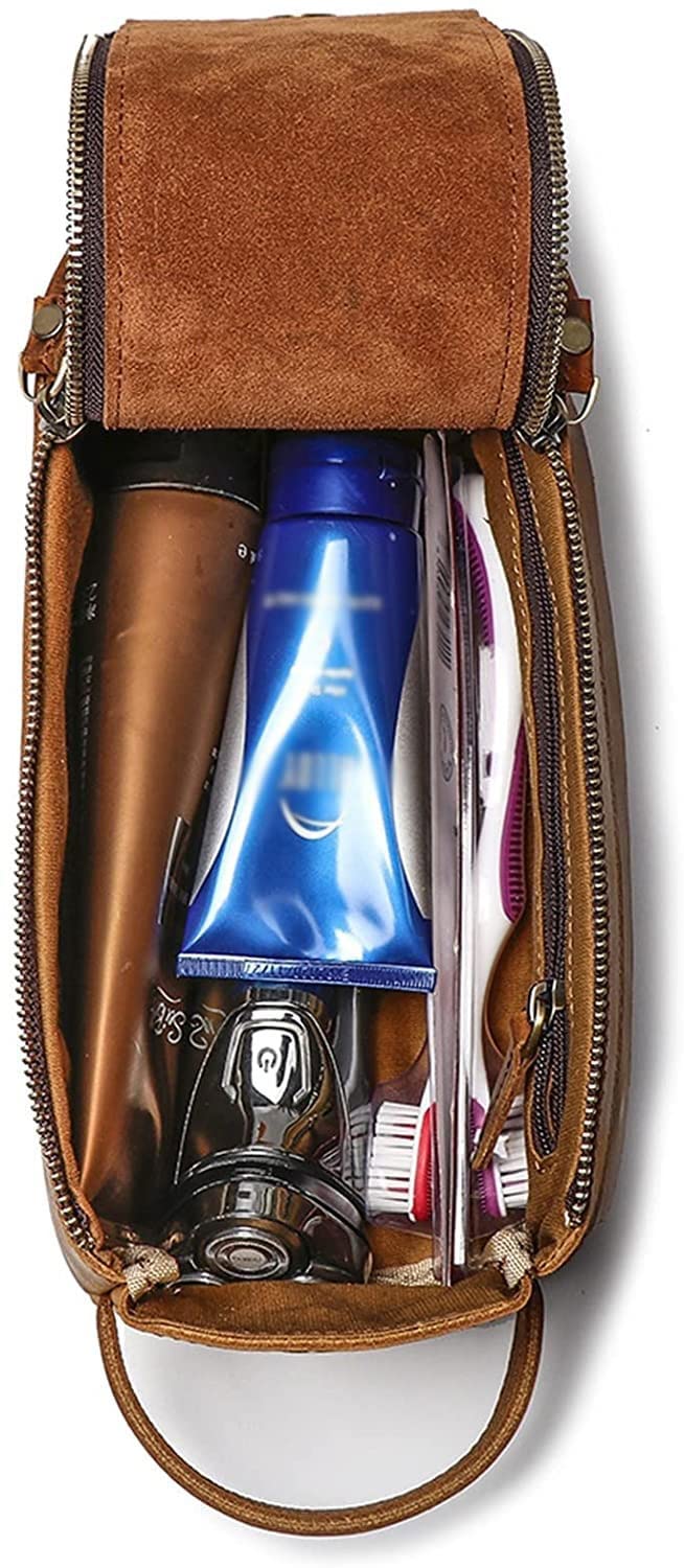 Leather Travel Wash Bag | Cosmetic & Toiletry Organizer