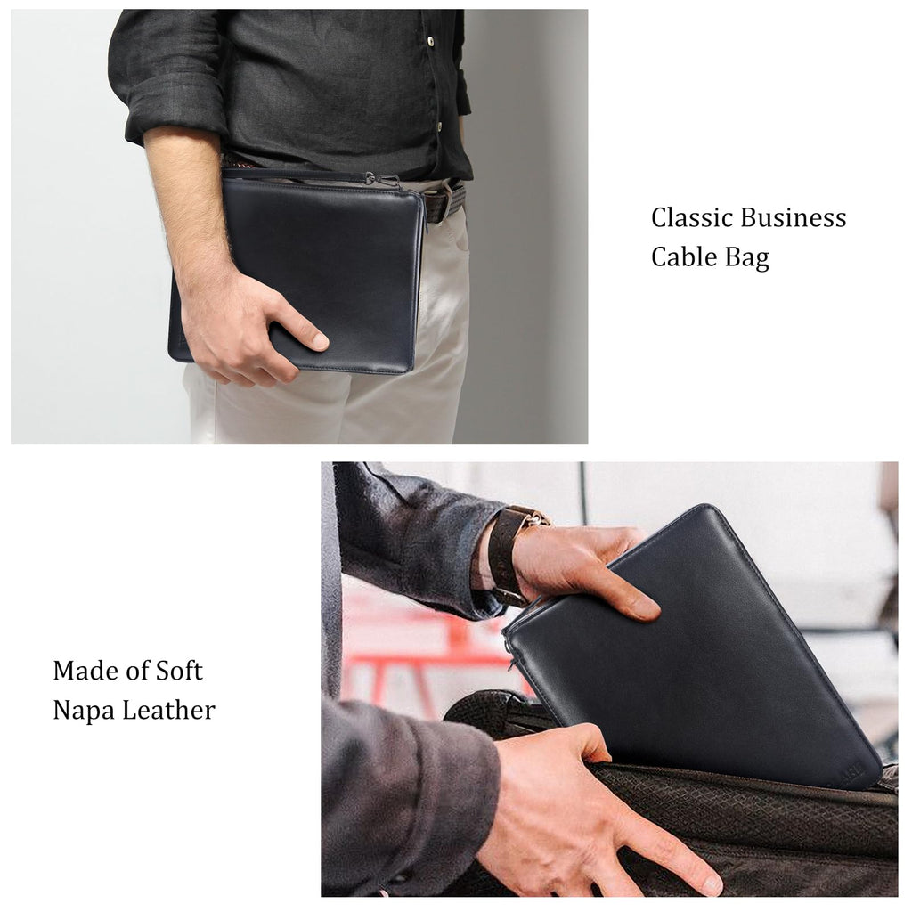 Full-Grain Leather Travel Tech Organizer | Cable & Electronics Storage Case